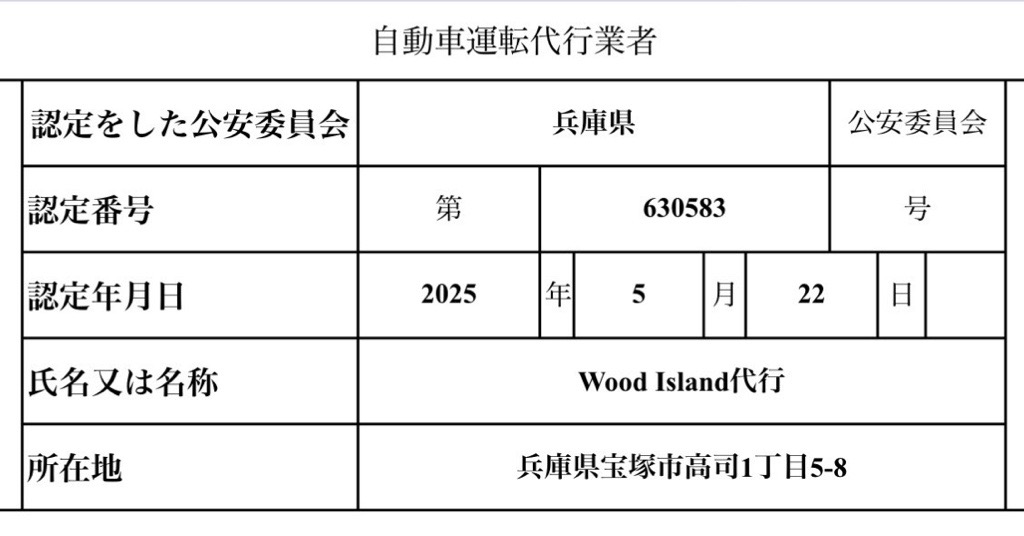 運転代行 代行業者資格 許可証